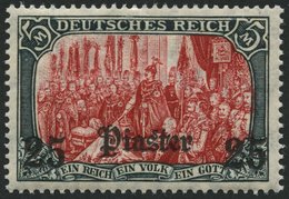 DP TÜRKEI 47b **, 1908, 25 Pia. Auf 5 M., Mit Wz., Karmin Quarzend, Postfrisch, Pracht, Mi. 100.- - Deutsche Post In Der Türkei