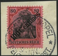 DP TÜRKEI 52 BrfStk, 1908, 100 C. Auf 80 Pf. Diagonaler Aufdruck, Prachtbriefstück, Gepr. Bothe, Mi. (80.-) - Turquie (bureaux)