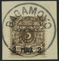 DEUTSCH-OSTAFRIKA 1I BrfStk, 1893, 2 P. Auf 3 Pf. Mittelbraun, Zentrischer Stempel BAGAMOYO, Kabinettbriefstück - German East Africa