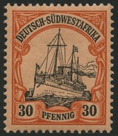 DSWA 16 *, 1901, 30 Pf. Rötlichorange/rotschwarz Auf Mattgelblichorange, Ohne Wz.,Falzreste, Pracht, Mi. 90.- - Africa Tedesca Del Sud-Ovest