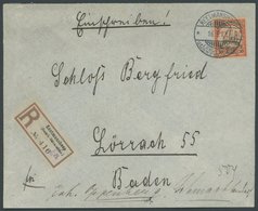 DSWA 16 BRIEF, 1901, 30 Pf. Rötlichorange/rotschwarz Auf Mattgelblichorange Auf Einschreibbrief Mit Seltenem R-Zettel Ei - German South West Africa