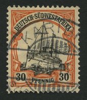 DSWA 28x O, 1911, 30 Pf. Dunkelorange/gelbschwarz Auf Chromgelb, Mit Wz., Pracht, Mi. 65.- - German South West Africa