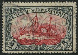 DSWA 32Aa O, 1906, 5 M. Grünschwarz/dunkelkarmin, Mit Wz., Gelblichrot Quarzend, Kleine Randkerbe Sonst Pracht, Gepr. Jä - Duits-Zuidwest-Afrika