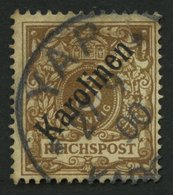 KAROLINEN 1I O, 1899, 3 Pf. Diagonaler Aufdruck, Spalt Im Oberrand, Feinst, Gepr. Jäschke-L., Mi. 850.- - Carolinen