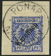 KAROLINEN 4I BrfStk, 1899, 20 Pf. Diagonaler Aufdruck, Prachtbriefstück, Gepr. Dr. Lantelme, Mi. (160.-) - Isole Caroline