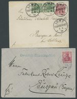 TOGO V 46/7 BRIEF, 1894, 5 Pfg. Opalgrün (2x) Und 10 Pf. Rot Auf Brief Von LOME Nach Burgen A. Mosel, Dazu Seepostbrief  - Togo