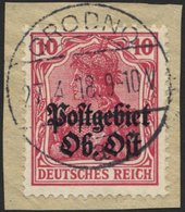 POSTGEBIET OB.OST 5b BrfStk, 1916, 10 Pf. Karmin, Prachtbriefstück, Gepr. Hey, Mi. 90.- - Altri & Non Classificati