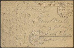 DT. FP IM BALTIKUM 1914/18 23. Landwehr-Division, 20.7.18, Mit Ausgestanztem Stempel K.D. FELDPOST A Auf Ansichtskarte ( - Lettland