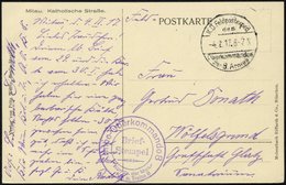 LETTLAND 86 BRIEF, K.D. FELDPOSTEXPED. DES OBERKOMMANDOS DER 8. ARMEE, 4.2.17, Auf Ansichtskarte (Mitau-Katholische Stra - Letonia