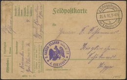 LETTLAND 1495 BRIEF, K.D. FELDPOSTEXPED. DER 1. KAVALLERIE-DIV. B, 26.4.16, Auf Feldpost-Vordruckkarte, Mit Violettem Tr - Letonia