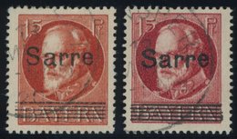 SAARGEBIET 20a,c O, 1920, 15 Pf. Rot Und Lebhaftkarminrot, 2 Prachtwerte, Gepr. Braun, Mi. 90.- - Other & Unclassified