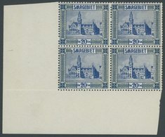 SAARGEBIET 88 VB **, 1922, 20 C. Neues Rathaus Im Linken Unteren Eckrandviererblock, Pracht, Mi. (200.-) - Otros & Sin Clasificación