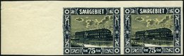 SAARGEBIET 101U Paar **, 1923, 75 C. Steingutfabrik, Ungezähnt, Im Waagerechten Randpaar, Rechte Marke Mit Abart Scheinw - Andere & Zonder Classificatie