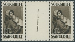 SAARGEBIET 141ZW **, 1929, 10 Fr. Gemälde II Im Zwischenstegpaar, Pracht, Mi. 500.- - Autres & Non Classés