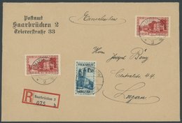 SAARGEBIET 160,164 BRIEF, 1933, 90 C. Kaserne Saarlouis (2x) Und 1.50 Fr. Burgen Und Kirchen Auf überfrankiertem Einschr - Sonstige & Ohne Zuordnung