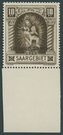 SAARGEBIET 194II **, 1934, 10 Fr. Volksabstimmung Mit Abart Weißer Strich Durch Innenfeld Der 0 In 10, Pracht, Mi. 250.- - Andere & Zonder Classificatie