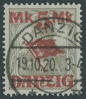 FREIE STADT DANZIG 30II O, 1920, 5 M. Auf 2 Pf., Hellgrauer Netzunterdruck, Spitzen Nach Unten, Zeitgerechte Entwertung, - Andere & Zonder Classificatie