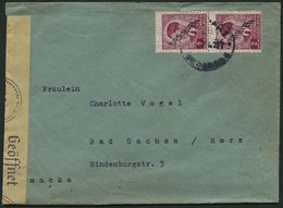 SERBIEN 5 Paar BRIEF, 1941, 2 D. Lilakarmin Im Senkrechten Paar Mit Zensurstreifen Auf Bedarfsbrief, Feinst - Ocupación 1938 – 45