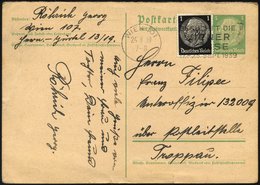 FELDPOST II. WK BELEGE P 225,512 BRIEF, Übungspost 1939: 5 Pf. Hindenburg- Ganzsachenkarte Mit 1 Pf. Zusatzfrankatur Auf - Occupazione 1938 – 45