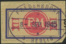 FREDERSDORF Sp 164F BrfStk, 1945, XII Pf., Rahmengröße 38x21 Mm, Mit Abart Aufdruck Mittelrosa, Prachtbriefstück, Gepr.  - Private & Lokale Post