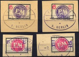FREDERSDORF Sp 226-29 BrfStk, 1945, 5 - XII Pf., Rahmengröße 28x19 Mm, Große Wertziffern, Mit Stempeln Vom 2. August, 4  - Private & Lokale Post