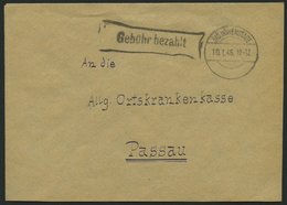 ALL. BES. GEBÜHR BEZAHLT BAD HOHENSTADT, 10.1.46, R1 Gebühr Bezahlt, Prachtbrief - Sonstige & Ohne Zuordnung