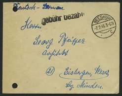 ALL. BES. GEBÜHR BEZAHLT BEESKOW, 7.2.46, L1 Gebühr Bezahlt, Gelocht, Sonst Prachtbrief - Other & Unclassified