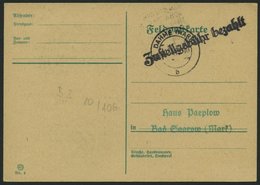 ALL. BES. GEBÜHR BEZAHLT DAHME (MARK), 25.10.45, L1 Zustellgebühr Bezahlt, Prachtkarte - Other & Unclassified