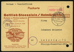 ALL. BES. GEBÜHR BEZAHLT HELMBRECHTS (OBERFR), 22.3.46, Roter R1 Gebühr Bezahlt, Gebühr Handschriftlich Auf 12 Erhöht, W - Other & Unclassified