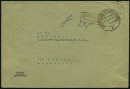 ALL. BES. GEBÜHR BEZAHLT HORNBERG (SCHWARZWALDBAHN), 9.3.46, Roter R2 Gebühr Bezahlt Port Paye, Handschriftlich 24 Und S - Autres & Non Classés