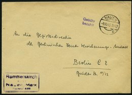 ALL. BES. GEBÜHR BEZAHLT NAUEN, 9.10.45, L2 Gebühr Bezahlt, Prachtbrief - Other & Unclassified