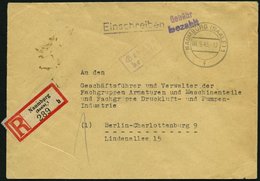 ALL. BES. GEBÜHR BEZAHLT NAUMBURG (SAALE)1, 04.9.45, R2 Und L2 Gebühr Bezahlt, Auf Einschreibbrief, Feinst - Autres & Non Classés