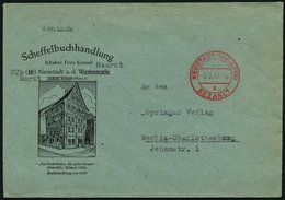 ALL. BES. GEBÜHR BEZAHLT NEUSTADT (WEIMAR), 3.3.47, Roter K2 BEZAHLT, Auf Hübschem Firmenumschlag (Scheffelbuchhandlung) - Andere & Zonder Classificatie