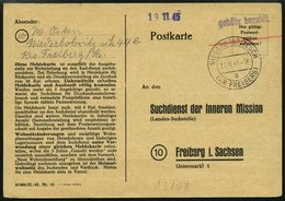 ALL. BES. GEBÜHR BEZAHLT NIEDERBOBRITSCH (KR FREIBERG), 13.11.45, Violetter L1 Gebühr Bezahlt Auf Suchdienstkarte, Prach - Other & Unclassified