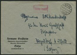 ALL. BES. GEBÜHR BEZAHLT SALZA (HARZ), 14.8.45, Roter R1 Gebühr Bezahlt, Prachtbrief - Other & Unclassified