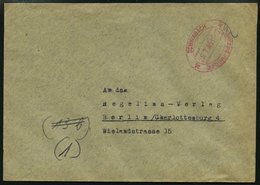 ALL. BES. GEBÜHR BEZAHLT SCHWABACH Gebühr Bezahlt, 25.7.46, Roter Ellipsenstempel, Prachtbrief - Altri & Non Classificati