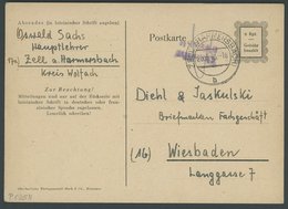 ALL. BES. GEBÜHR BEZAHLT ZELL (HARMERSBACH), 26.3.46, Violetter L2 Gebühr Bezahlt Auf 6 Rpf. Ganzsachenkarte P825II, Pra - Autres & Non Classés