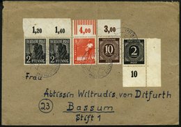 ALLIIERTE BES. 918Pdgz BRIEF, 1946, 10 Pf. Dunkelorangebraun, Plattendruck, Oberrand Durchgezähnt, Mit Zusatzfrankatur A - Altri & Non Classificati