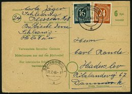 ALLIIERTE BES. 923,925 BRIEF, 1946, 16 Pf. Schwärzlichopalgrün Und 24 Pf. Braunorange Auf 6 Pf. Ganzsachenkarte (P 783)  - Otros & Sin Clasificación