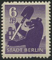 BERLIN UND BRANDENBURG 2Bb **, 1945, 6 Pf. Dunkelgrauviolett, Durchstochen, Pracht, Kurzbefund Ströh, Mi. 600.- - Otros & Sin Clasificación