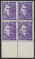 MECKLENBURG-VORPOMMERN 21 VB O, 1945, 8 Pf. Faschismus Im Unterrandviererblock, Dabei Plattenfehler 21IV Auf Feld 45, Pr - Andere & Zonder Classificatie