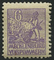 MECKLENBURG-VORPOMMERN 33ye **, 1946, 6 Pf. Grauviolett, Graues Papier, Mit Rückseitigem Abklatsch, Pracht, Gepr. Kramp, - Other & Unclassified
