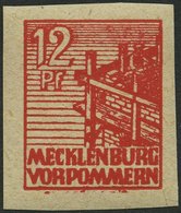 MECKLENBURG-VORPOMMERN 36ybU **, 1946, 12 Pf. Rot, Graues Papier, Ungezähnt, Pracht, Gepr. Kramp, Mi. 60.- - Andere & Zonder Classificatie
