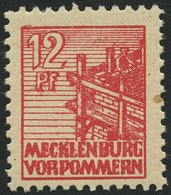 MECKLENBURG-VORPOMMERN 36zb **, 1946, 12 Pf. Rot, Dünnes Papier, Pracht, Gepr. Kramp, Mi. 70.- - Autres & Non Classés