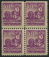 MECKLENBURG-VORPOMMERN 40yb VB **, 1946, 40 Pf. Violettpurpur Im Viererblock, Pracht, Gepr. Kramp, Mi. 400.- - Other & Unclassified