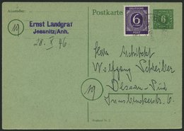 MECKLENBURG-VORPOMMERN P 6c BRIEF, Ganzsachen: 1945, 6 Pf. Blaugrün Mit 6 Pf. I. Kontrollausgabe Von JESSNITZ/ANH. Nach  - Altri & Non Classificati