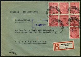 PROVINZ SACHSEN 79Xa BRIEF, 1946, 12 Pf. Dunkelrosarot, Wz. 1X, 7x Auf Einschreibbrief Aus OSCHERSLEBEN, Pracht - Andere & Zonder Classificatie