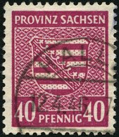 PROVINZ SACHSEN 84Yc O, 1945, 40 Pf. Dunkelbräunlichlila, Wz. 1Y, üblich Gezähnt Pracht, Gepr. Ströh, Mi. 110.- - Andere & Zonder Classificatie