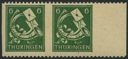 THÜRINGEN 95AXatUs**, *, 1945, 6 Pf. Dunkelgrün, Vollgummierung, Gelblichgraues Papier, Senkrecht Ungezähnt, Im Waagerec - Other & Unclassified