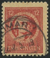 THÜRINGEN 97AXar O, 1945, 12 Pf. Karminrot, Vollgummierung, Hellchromgelbes Papier, Dicke Gummierung, Pracht, Kurzbefund - Sonstige & Ohne Zuordnung